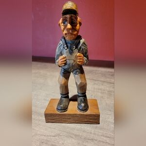 Handcrafted Wooden Figurine - Brown and Black